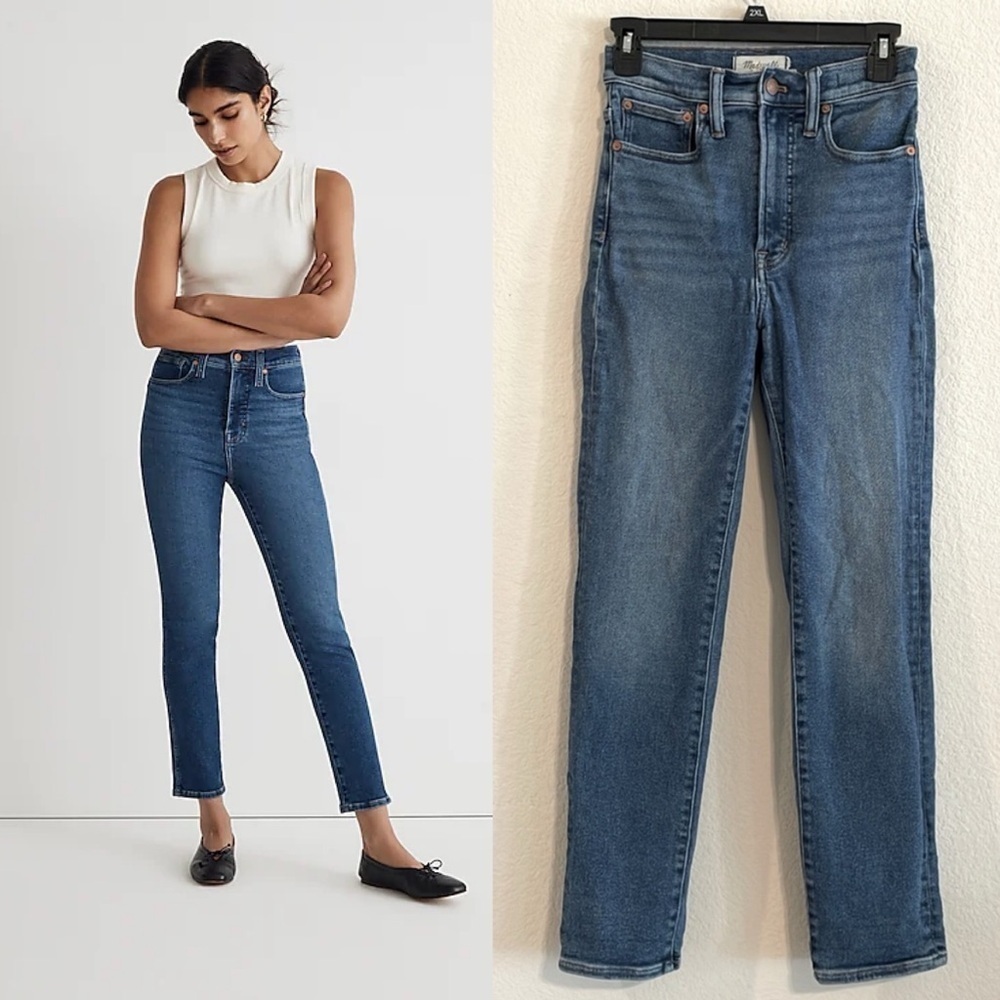 Madewell Vintage High Waist Jeans Size 25 Medium Wash Stovepipe Straight Leg
